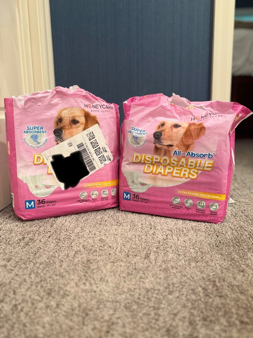 Bundle—2 Partial Packages of All-Absorb Disposable Girl Dog Diapers, Size M